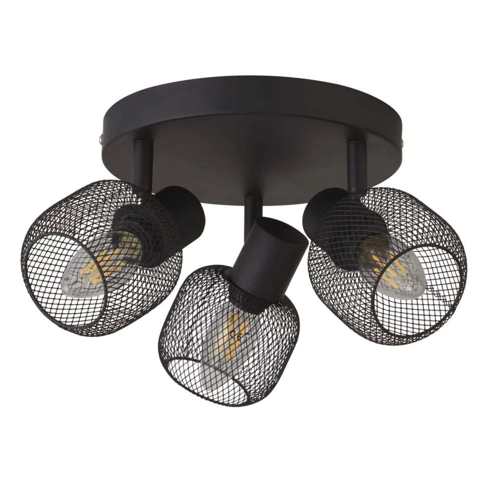Deckenstrahler 3-flammig Schwarz E14 D: 36 cm Metall