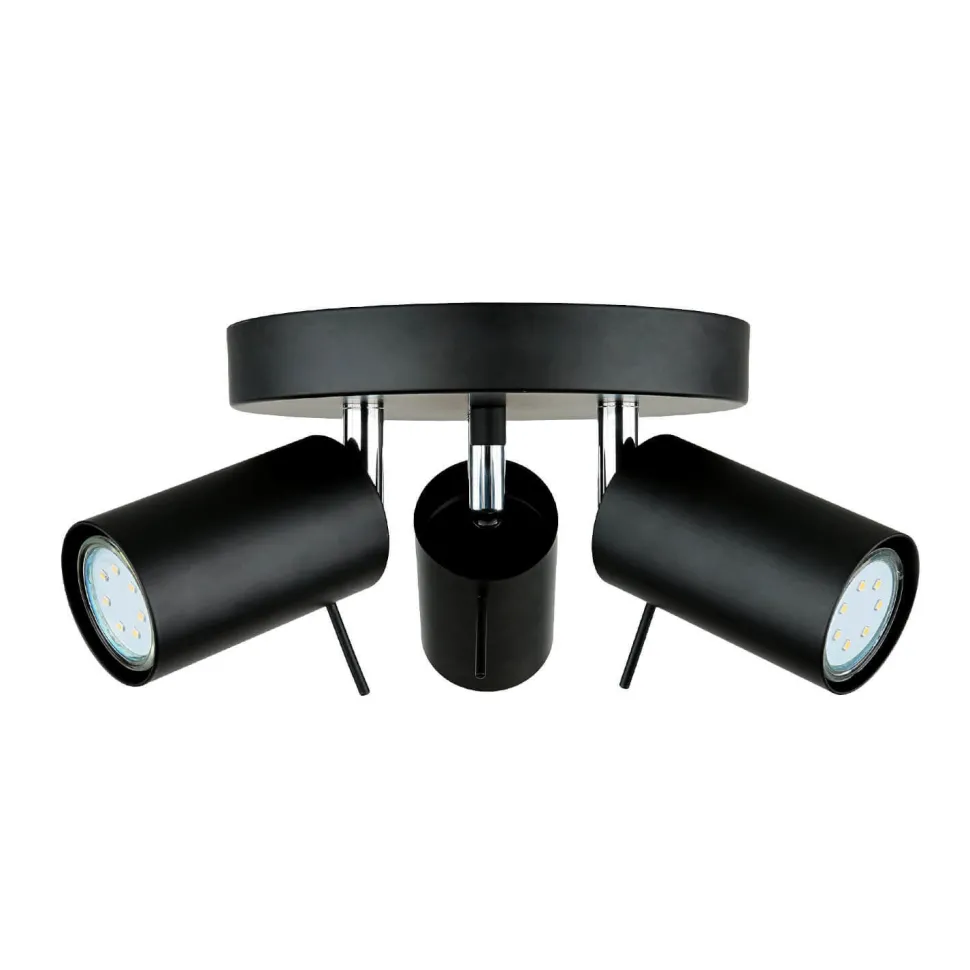 Deckenstrahler 3-flammig Schwarz Metall Ø 20 cm GU10
