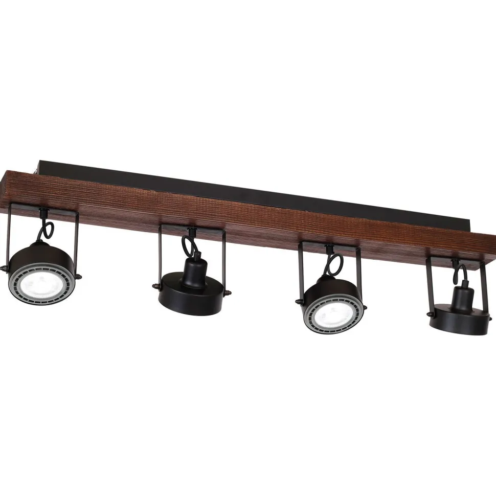 Deckenstrahler flexibel Holz Metall Schwarz 4-flammig