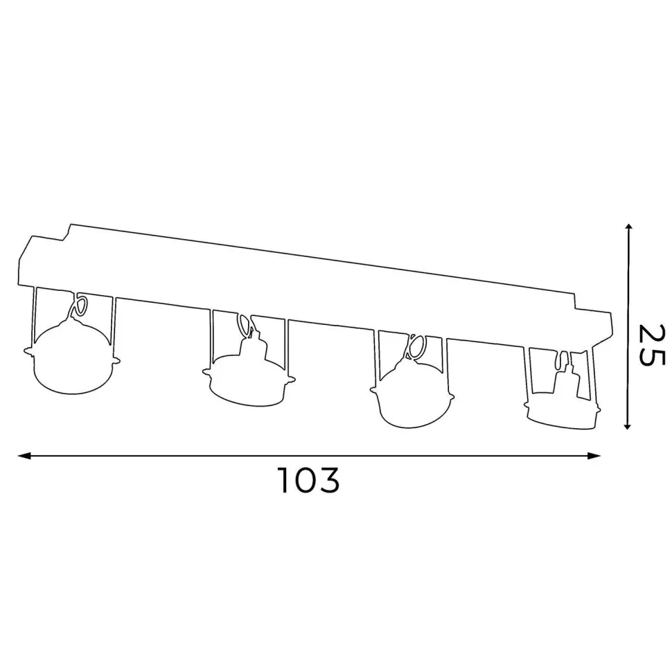 Deckenstrahler flexibel Holz Metall Schwarz 4-flammig