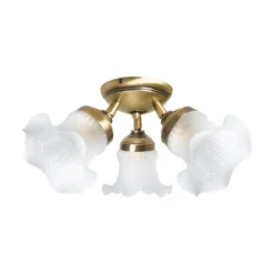 Deckenstrahler Floral 3-flammig Messing Glas Ø 37 cm