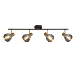 Deckenstrahler Glas Metall B: 84 cm 4-flammig E14 verstellbar