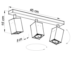 Deckenstrahler Grau Stahl B:45cm eckig 3x GU10 FALERIA