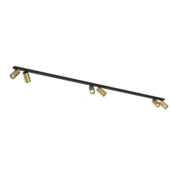 Deckenstrahler groß 2 m lang 6-flammig GU10 Schwarz Messing