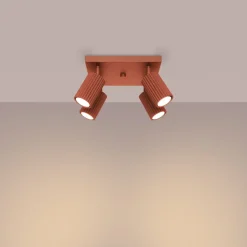 Deckenstrahler GU10 4-flammig B: 25 cm klein quadratisch Rot