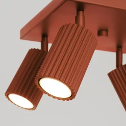 Deckenstrahler GU10 4-flammig B: 25 cm klein quadratisch Rot