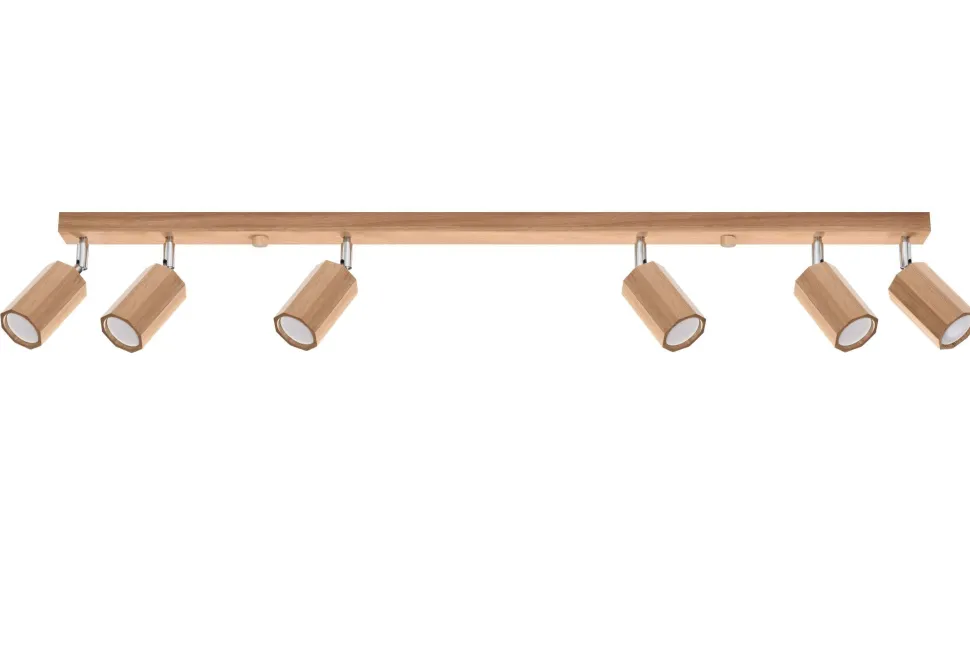 Deckenstrahler Holz 120 cm lang 6x GU10 verstellbar
