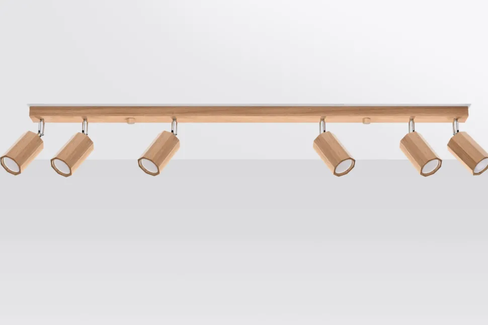 Deckenstrahler Holz 120 cm lang 6x GU10 verstellbar