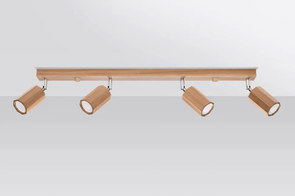 Deckenstrahler Holz 80 cm lang 4-flammig schwenkbar GU10