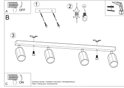 Deckenstrahler Holz 80 cm lang 4-flammig schwenkbar GU10