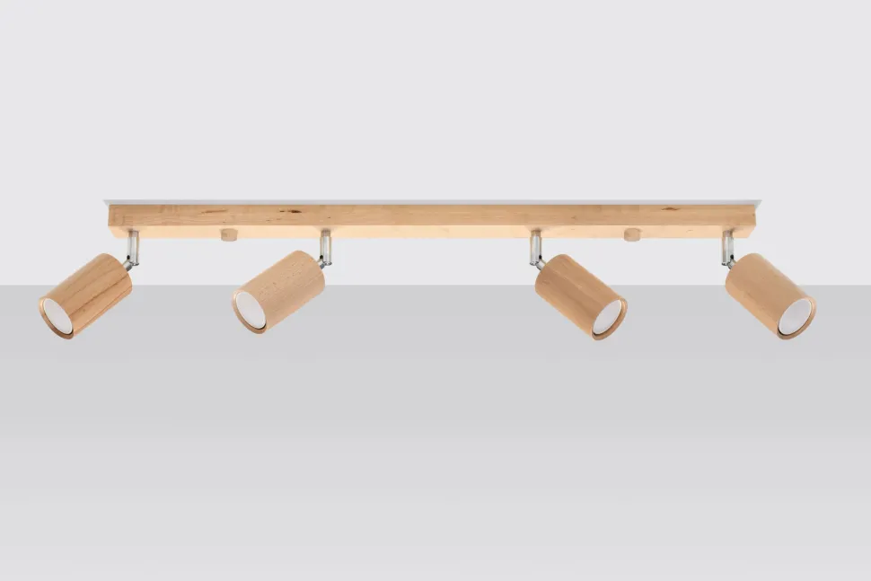 Deckenstrahler Holz 4-flammig 80 cm lang GU10 VESUVIA