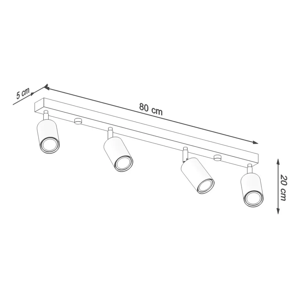 Deckenstrahler Holz 4-flammig 80 cm lang GU10 VESUVIA