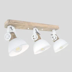 Deckenstrahler Holz Metall Weiß 59 cm E27 beweglich