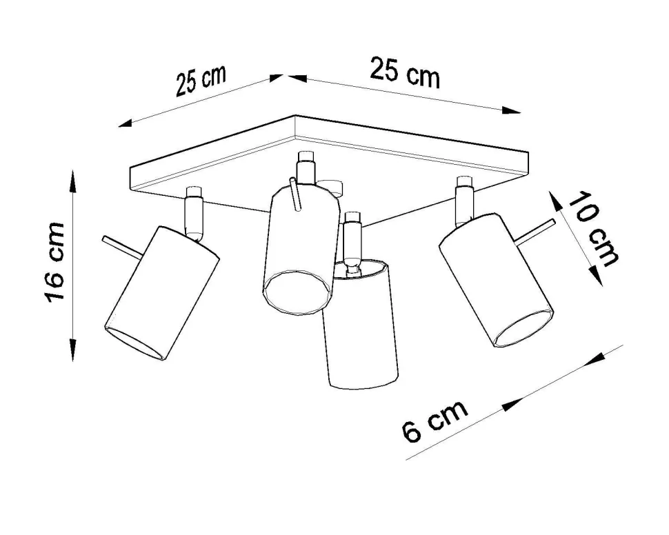 Deckenstrahler Metall 4-flammig Chrom B: 25 cm GU10