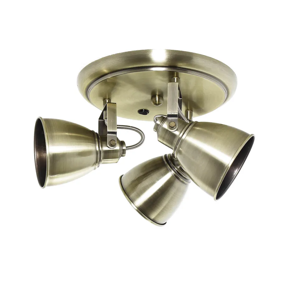 Deckenstrahler Metall 3-flammig in Messing rund