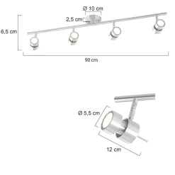 Deckenstrahler Metall 4-flmg 90 cm inkl. GU10 beweglich