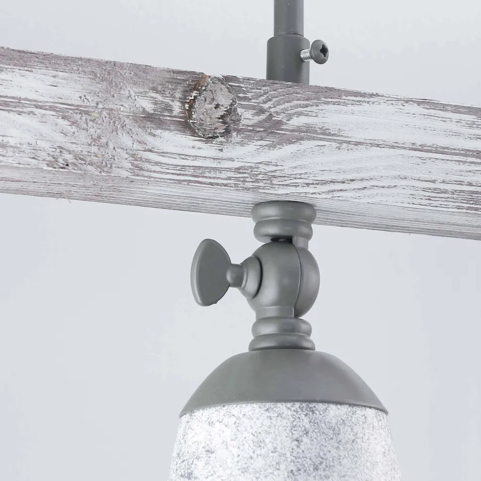 Deckenstrahler Metall Holz in Shabby Weiß Taupe E27