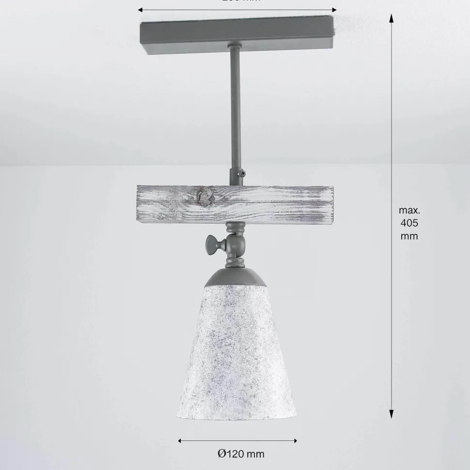 Deckenstrahler Metall Holz in Shabby Weiß Taupe E27