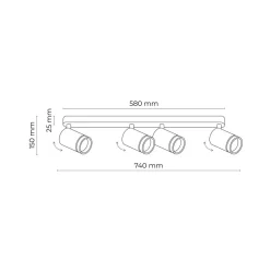 Deckenstrahler Metall Schwarz 74 cm lang 4-flammig GU10