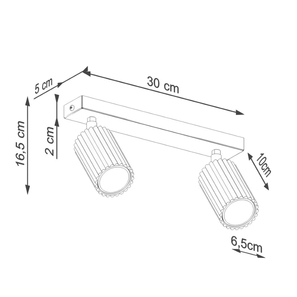Deckenstrahler Modern B: 30 cm klein 2-flammig GU10 Schwarz