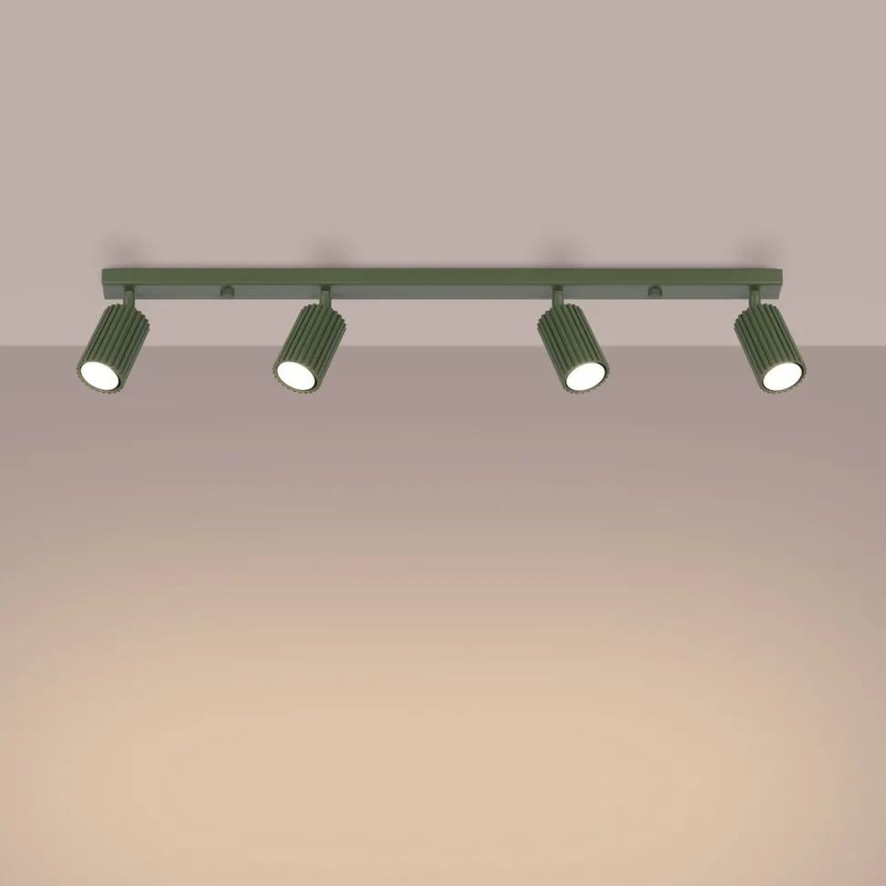 Deckenstrahler Modern GU10 4-flammig 81 cm lang in Grün