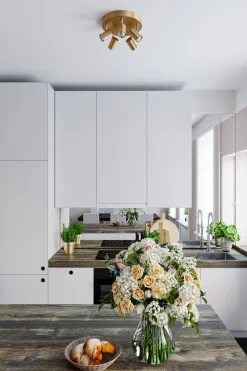 Deckenstrahler rund Ø 30 cm klein GU10 4-flammig in Gold