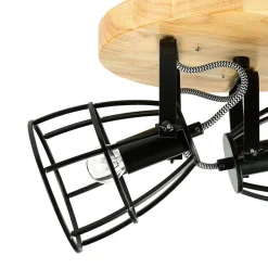 Deckenstrahler rund Ø 27 cm Holz Metall 3x E14