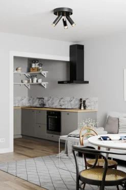 Deckenstrahler rund 3-flammig GU10 B: 30 cm Schwarz Gold