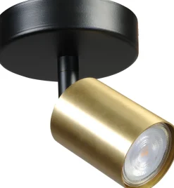 Deckenstrahler rund Schwarz Gold klein Ø 11 cm