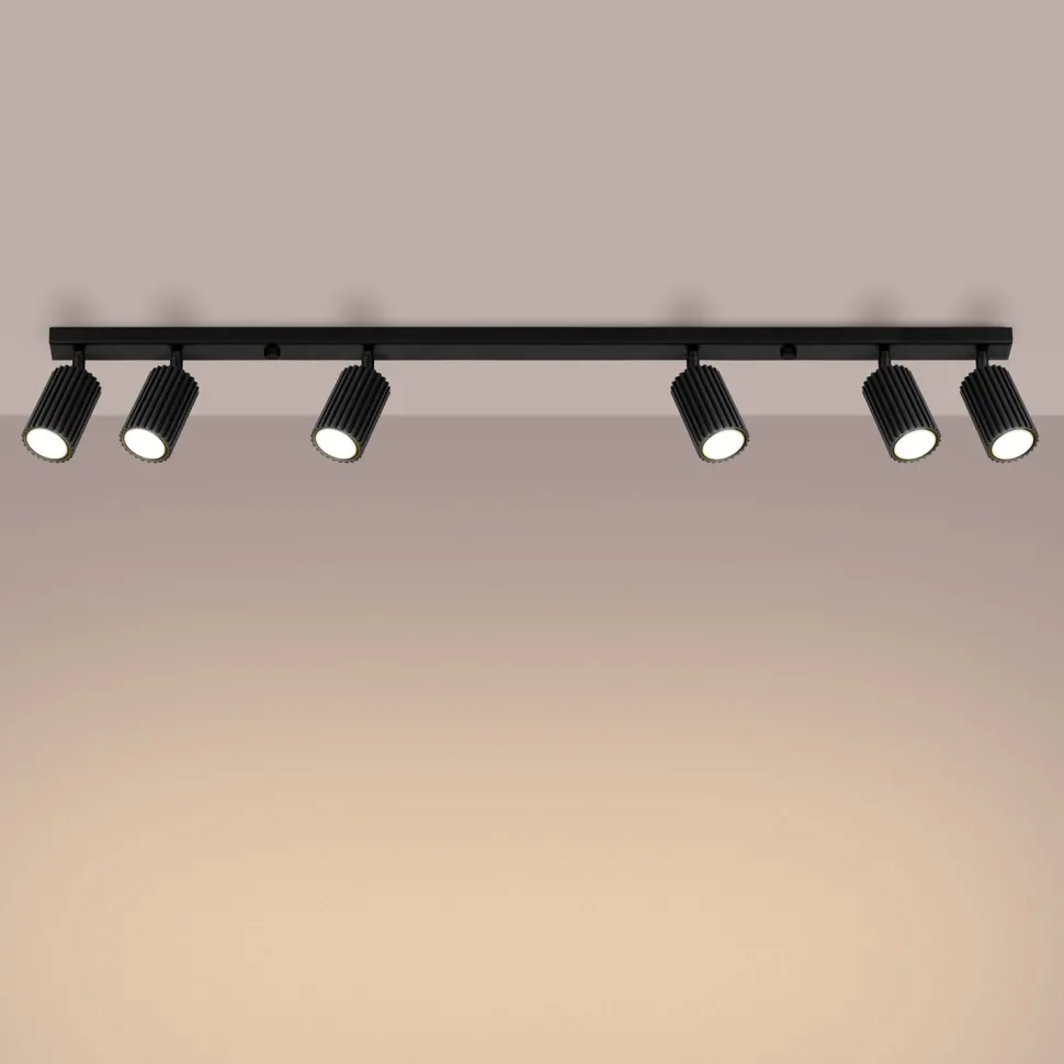 Deckenstrahler Schwarz 117 cm lang flammig GU10 schwenkbar