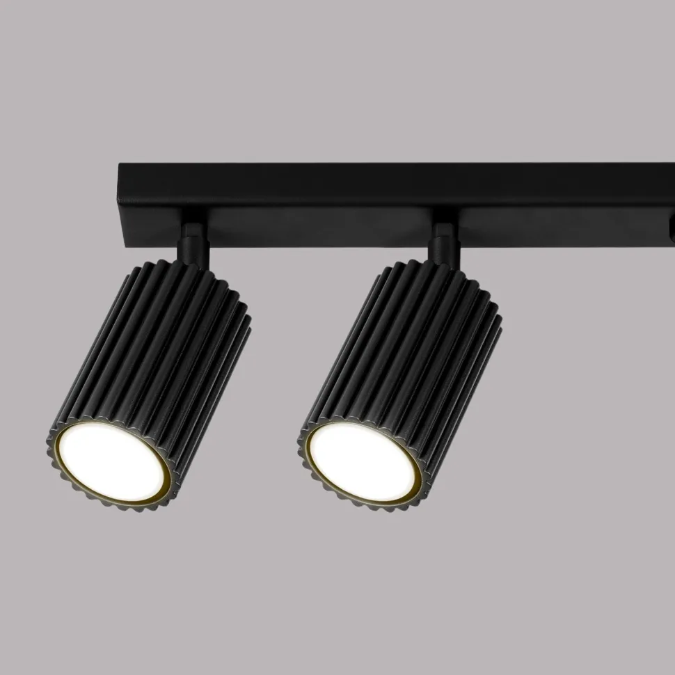 Deckenstrahler Schwarz 117 cm lang flammig GU10 schwenkbar