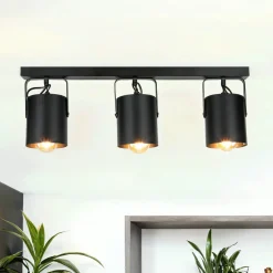 Deckenstrahler Schwarz 3 flmg E27