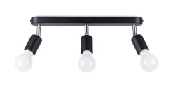 Deckenstrahler Schwarz 3-flammig schwenkbar E27 Metall