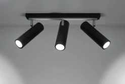 Deckenstrahler Schwarz 3-flammig GU10 Metall Spot Lampe