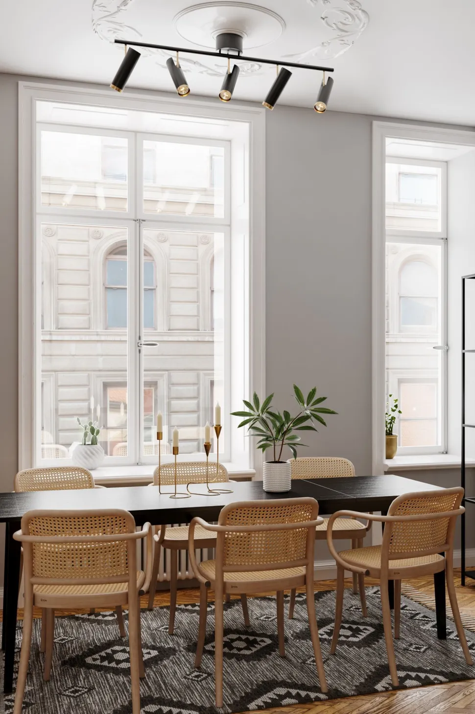 Deckenstrahler Schwarz Gold L: 110 cm 4-flammig GU10