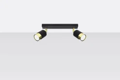 Deckenstrahler Schwarz Gold 30 cm länglich 2-flammig GU10