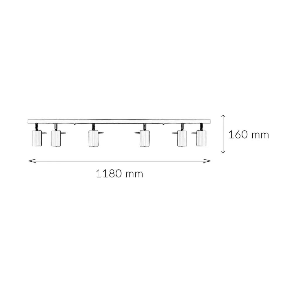 Deckenstrahler Schwarz Metall 6-flammig 118 cm schwenkbar