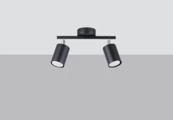 Deckenstrahler Schwarz Metall 2-flammig klein GU10 DALIT