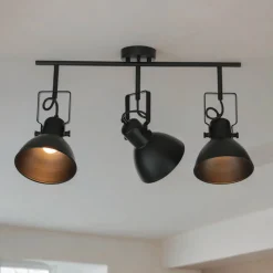 Deckenstrahler Schwarz Metall E14 Retro Wohnzimmer