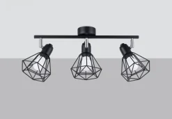 Deckenstrahler Schwarz Retro 3-flammig Metall E27