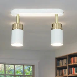 Deckenstrahler Spot Metall Modern Weiß Gold 2-flammig