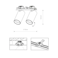 Deckenstrahler Unterputz 17 cm breit 2-flammig GU10 Weiß