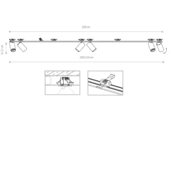 Deckenstrahler Unterputz 2x 2m lang 6-flammig GU10 Schwarz