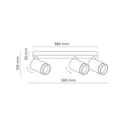 Deckenstrahler Weiß 55 cm lang Metall GU10 3-flammig