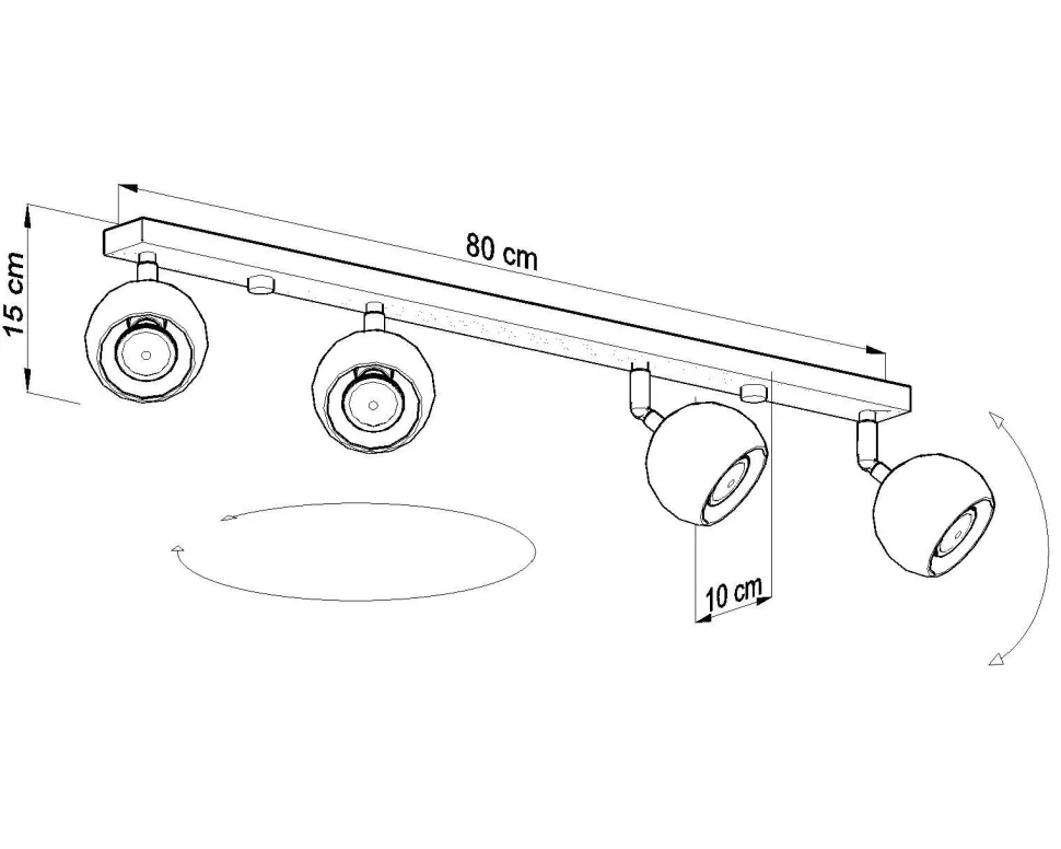Deckenstrahler Weiß 80 cm lang Retro FAVONIA Aufbau
