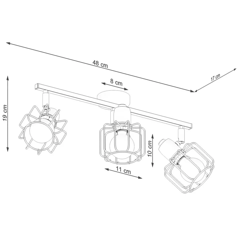 Deckenstrahler Weiß E14 3-flammig Metall Retro TISTA