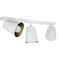 Deckenstrahler Weiß Gold Metall 3-flammig Retro