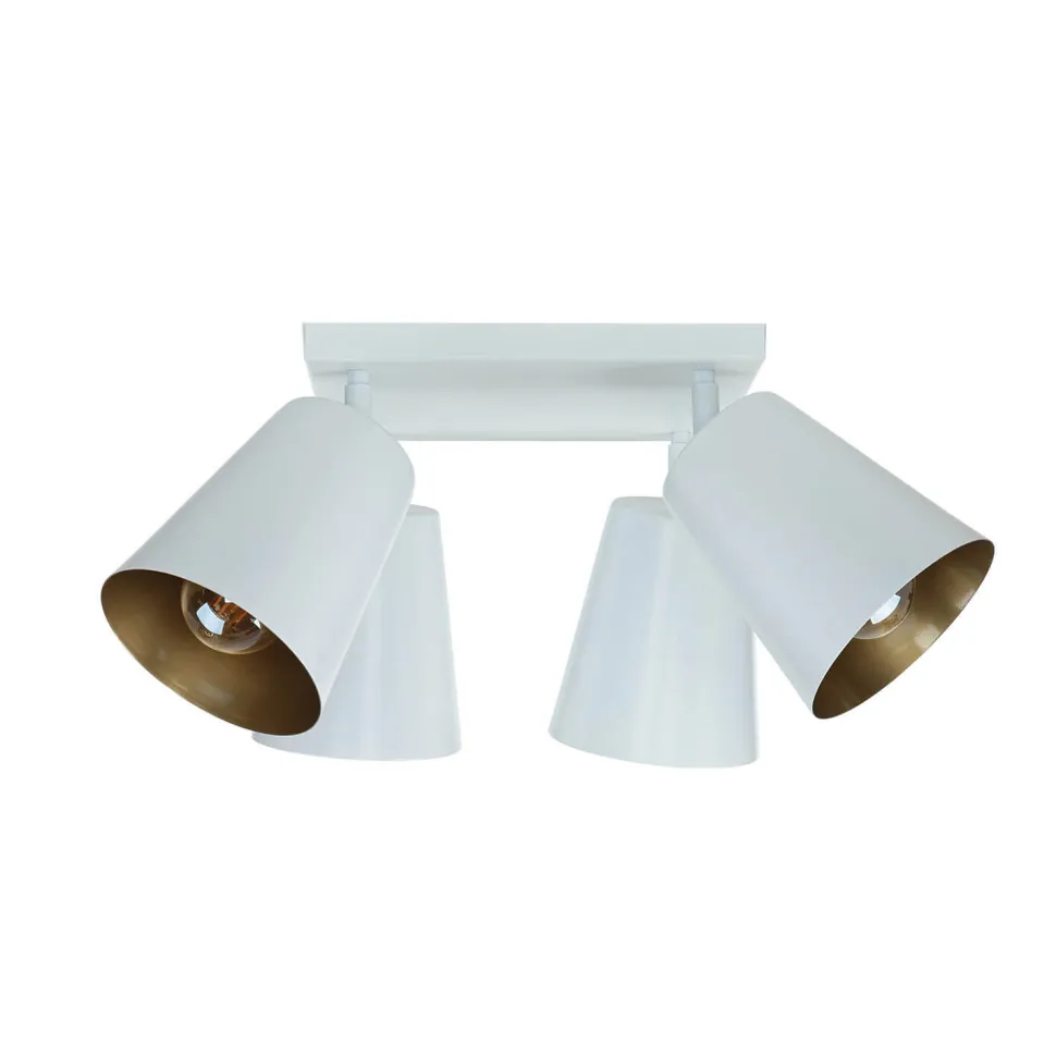 Deckenstrahler Weiß Gold Metall Retro 4-flammig E27