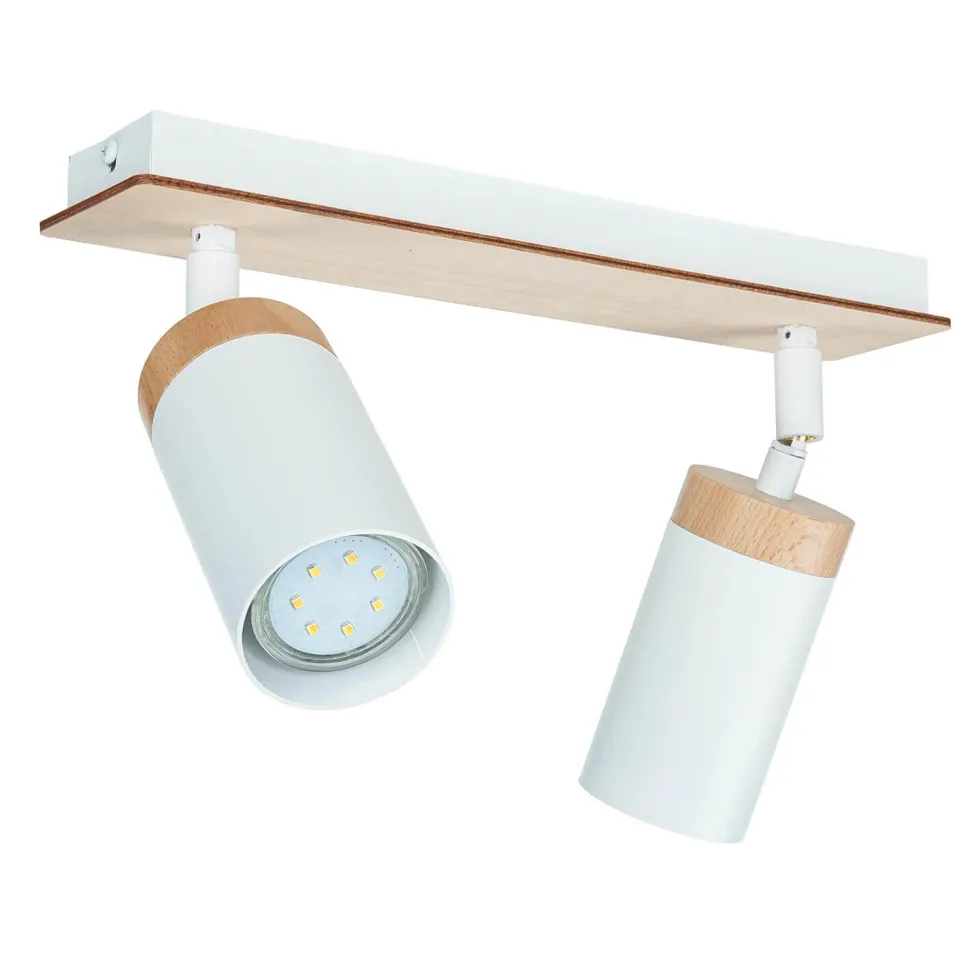 Deckenstrahler Weiß Skandinavisch mit Holz 2x GU10