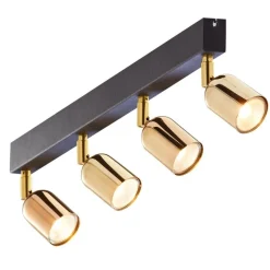Deckenstrahler Wohnzimmer 84 cm lang Metall Schwarz Gold